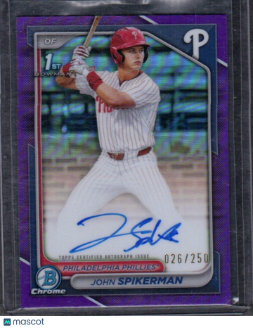 2024 Bowman Draft John Spikerman #CPA-JSP Chrome Prospect Autographs Purple Refractor SN AU