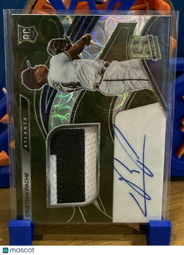 2021 Panini Spectra Cristian Pache #140 Spectra Rookie Jersey Autographs Neon Green SN MEM AU