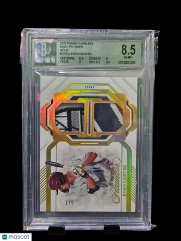 2023 Panini Flawless Dual Patches Gold Evan Carter #DPEC BGS 8.5
