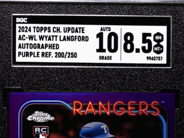 2024 Topps Chrome Update Wyatt Langford #AC-WL Autograph Purple Refractor SGC 8.5 Auto 10