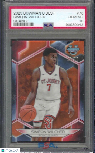 2023 Bowman University Best Simeon Wilcher #76 Orange Refractor PSA 10