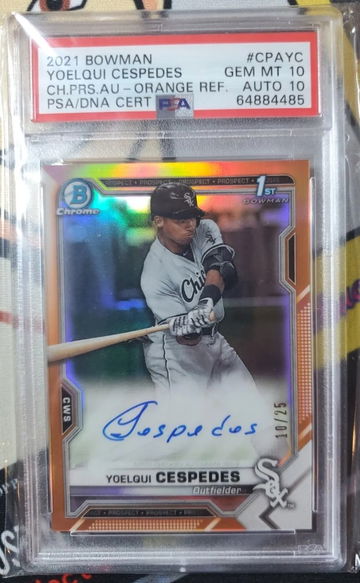 2021 Bowman Chrome 1st Yoelqui Cespedes Orange Refractor Auto /25 PSA 10