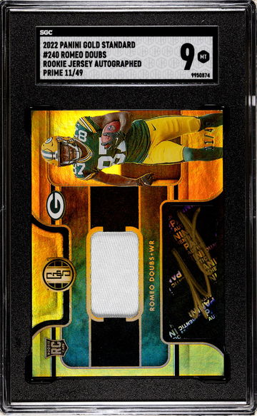2022 Gold Standard #240 Romeo Doubs Rookie Jersey Autographed /49 Auto SGC 9