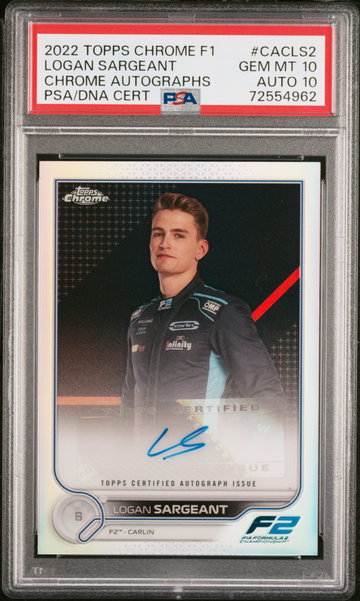 2022 Topps Chrome Formula 1 Chrome Autographs Logan Sargeant #CACLS2 PSA 10