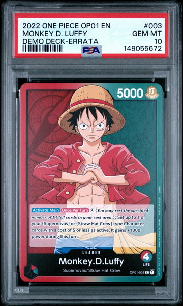 2022 One Piece Op01-Romance Dawn Demo Deck-Errata Monkey D. Luffy #003 PSA 10