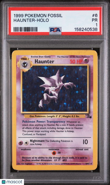 Fossil Haunter Holo Holo Rare PSA 1 #6/62