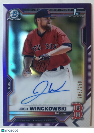 JOHN WINCKOWSKI 2021 Bowman Chrome PURPLE Refractor AUTO #205/250 Red Sox