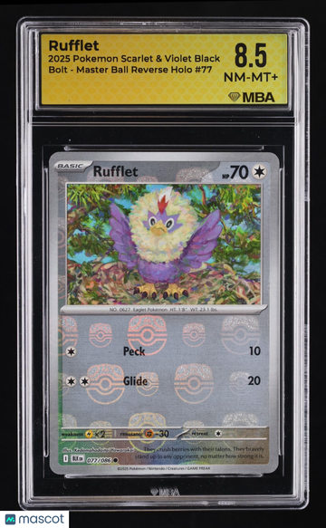 2025 Pokemon Scarlet & Violet Black Bolt Rufflet Reverse Holo MBA 8.5 #77