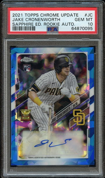 2021 Topps Chrome Update Sapphire Jake Croneworth Rookie Auto PSA 10