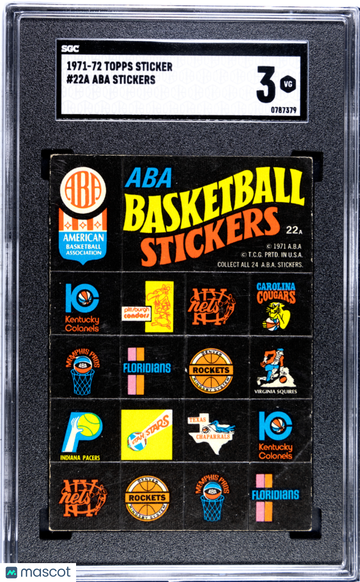 1971 Topps Sticker Aba Stickers #22A SGC 3