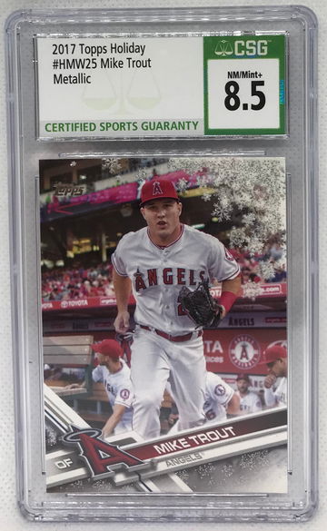 2017 Topps Holiday #HMW25 Mike Trout Metallic Snowflake CSG 8.5