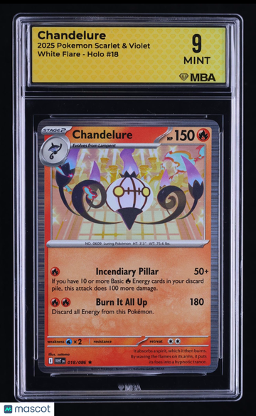 2025 Pokemon Scarlet & Violet White Flare Chandelure Holo MBA 9 #18