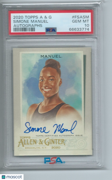 2020 Topps Allen & Ginter Autographs Simone Manuel #FSASM PSA 10