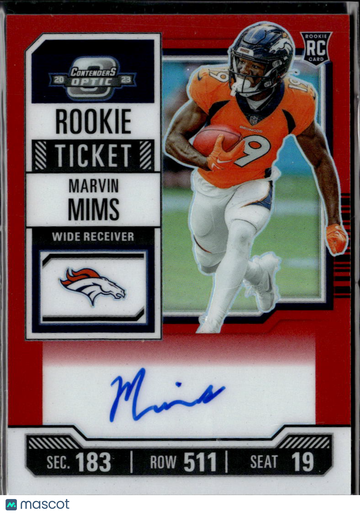 Marvin Mims 2024 Panini Contenders Optic RC Auto Red /125 Denver Broncos