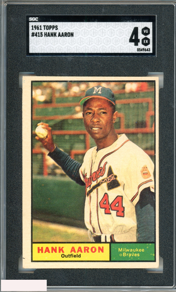 1961 TOPPS HANK AARON #415 BRAVES HOF SGC 4 VG-EX