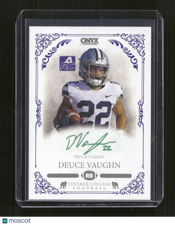 2022 Onyx Vintage College Football Deuce Vaughn #CADV Green Signature Autographs AU