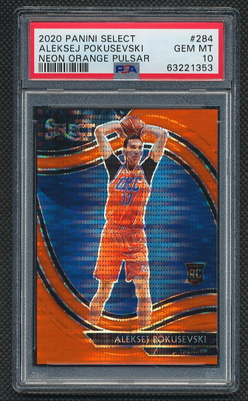 2020 Select Aleksej Pokusevski Neon Orange Pulsar /15 PSA 10