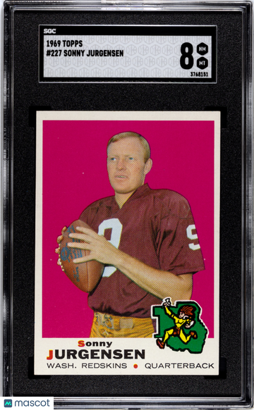 1969 Topps Sonny Jurgensen #227 SGC 8