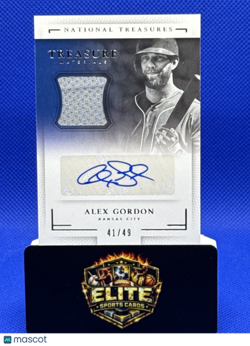 2016 Panini National Treasures Alex Gordon #TSM-AG Treasure Signature Materials SN MEM AU