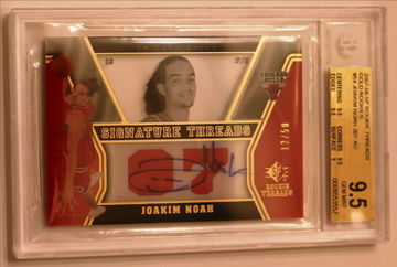 2007-08 SP ROOKIE THREADS GOLD ROOKIES #54 JOAKIM NOAH AUTO 12/50 BGS 9.5 GEM MINT