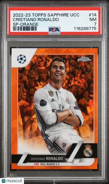 2022-23 Topps Chrome Sapphire Edition UEFA Club Competitions Cristiano Ronaldo #14 SP Orange PSA 7