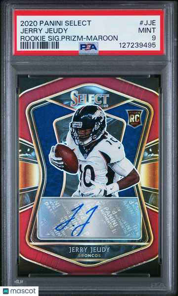 2020 Panini Select Rookie Signatures Jerry Jeudy #JJE SIG. Prizm Maroon PSA 9