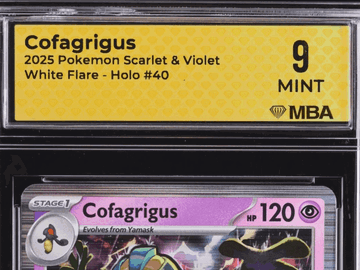2025 Pokemon Scarlet & Violet White Flare Cofagrigus Holo MBA 9 #40