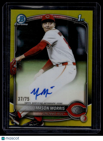 2025 Bowman Draft Mason Morris #CPA-MM Chrome Prospect Autographs Yellow Refractor SN AU