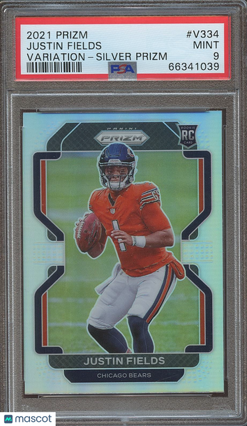 2021 Panini Prizm Justin Fields #V-334 Silver Prizm Parallel/Variety Rookie Base Set PSA 9