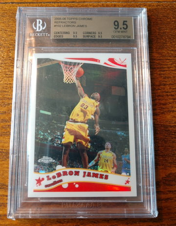 2005-06 Topps Chrome LeBron James Refractor BGS 9.5 Quad