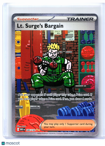 Mega Evolution Base Set Lt. Surge's Bargain Holo Special Illustration Rare #185/132