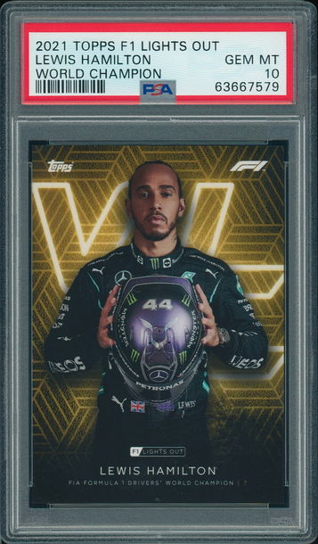 2021 Topps F1 Lights Out Lewis Hamilton World Champion PSA 10 GEM MINT Formula 1