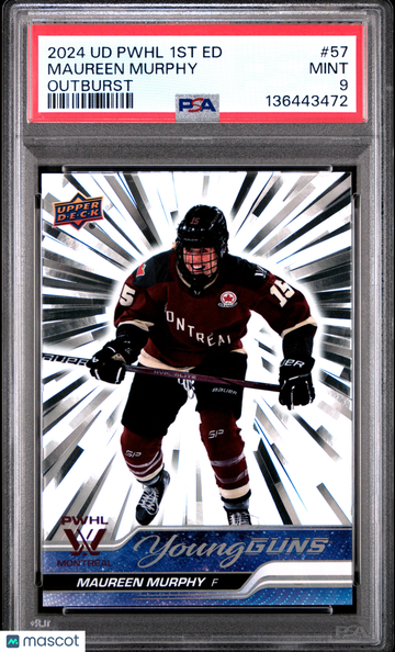 2024 Upper Deck Pwhl 1st Edition Maureen Murphy #57 Outburst Silver Young Guns Rookie PSA 9