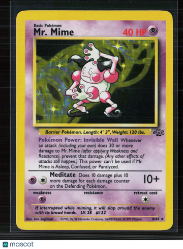 1999 Jungle MR. Mime Holo Rare #6/64