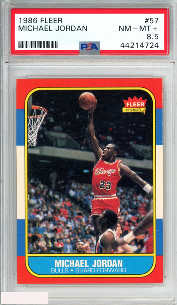 1986 FLEER MICHAEL JORDAN #57 ROOKIE RC CHICAGO BULLS HOF PSA 8.5 NM-MT+