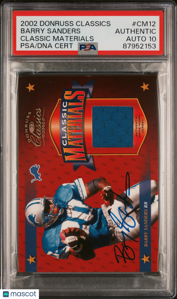 2002 Donruss Classics Classic Materials Barry Sanders #CM12 PSA A Auto 10