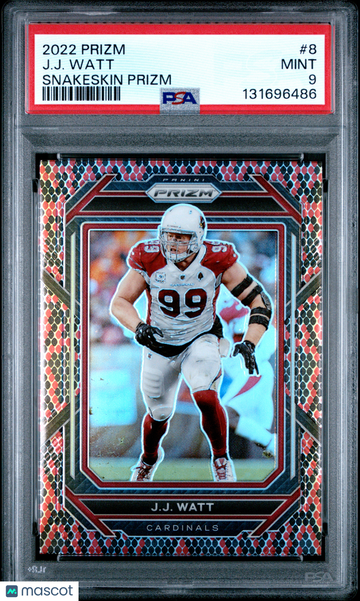 2022 Panini Prizm J. J. Watt #8 Snakeskin PSA 9