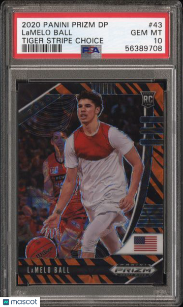 2020 Panini Prizm Draft Picks Lamelo Ball #43 Tiger Stripe Choice PSA 10