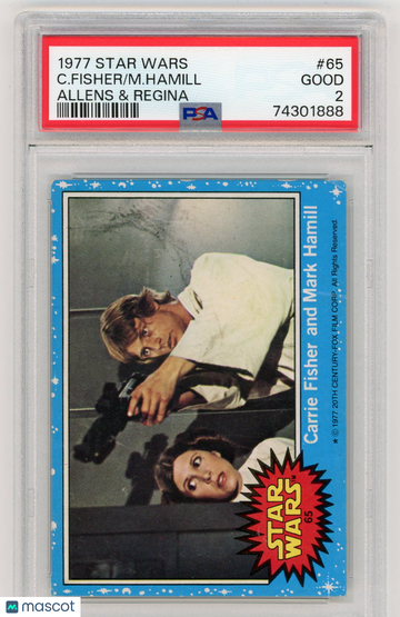 1977 Star Wars Allens & Regina Carrie Fisher & Mark Hamill #65 PSA 2