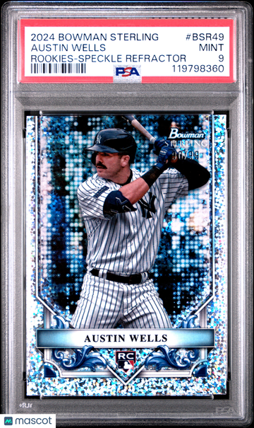 2024 Bowman Sterling Rookies Austin Wells #BSR49 Speckle Refractor /99 PSA 9