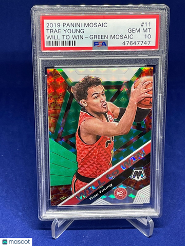 2019 Panini Mosaic Will To Win Trae Young #11 Green PSA 10