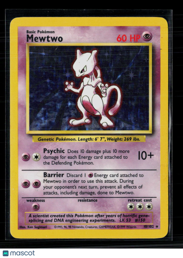 1999 Base Set Mewtwo Holo Rare #10/102