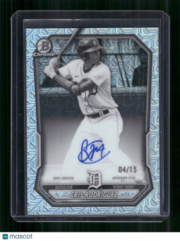 2026 Bowman Chrome Cris Rodriguez #BMA-CR Blue Mojo Refractor /15 Auto Mega