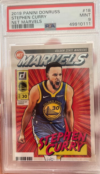2019 panini donruss Stephen Curry Net Marvels #18 mint PSA 9