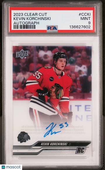 2023 Upper Deck Clear Cut Autographs Kevin Korchinski #CCKI Rookie PSA 9