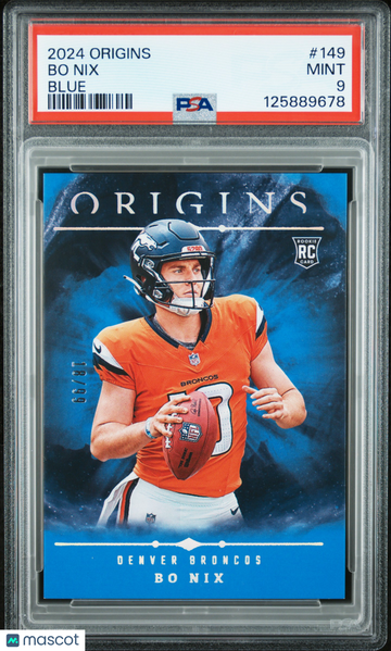 2024 Panini Origins Bo Nix #149 Blue /99 /99 PSA 9
