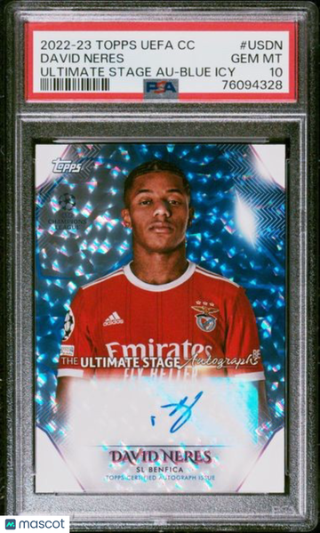 2022 Topps UEFA Club Competitions Ultimate Stage Autographs David Neres #USDN Icy Blue PSA 10