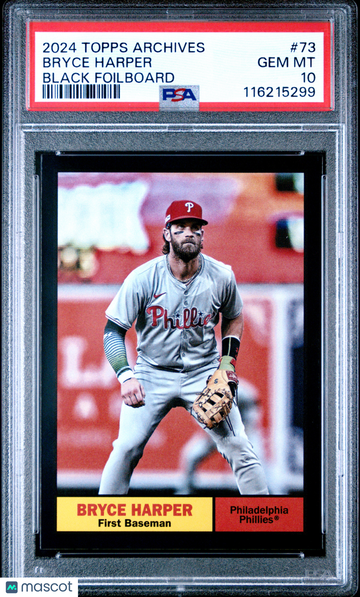 2024 Topps Archives Bryce Harper #73 Black Foilboard PSA 10