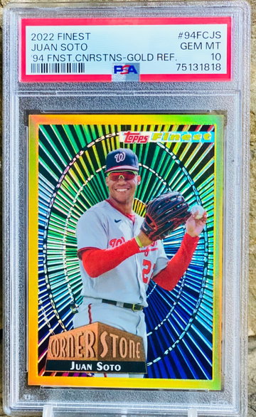 Juan Soto Finest Gold Refractor /50 PSA 10 Cornerstone Topps Finest 1994 Throwback