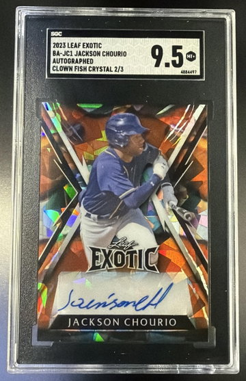 2023 Leaf Exotic Jackson Chourio Clown Fish Crystal Auto /3 SGC 9.5